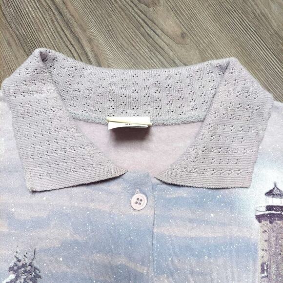 Artisans Sunschein Designs Vintage Lavender Lighthouse Wearable Art Shacket - Picture 3 of 11